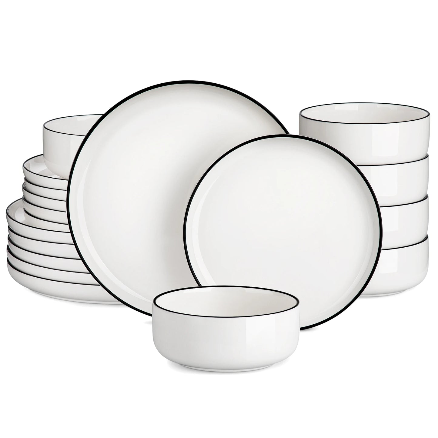 Pilla-Service de table en porcelaine blanche 18 pièces pour 6 personnes – Élégance intemporelle
