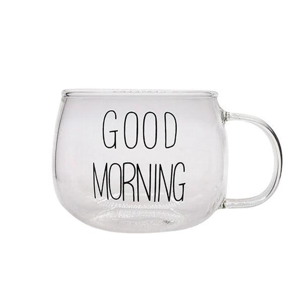 Brunch-Tasse en verre transparente avec inscription – 350 à 400 ml