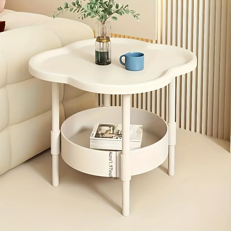 Fista-Table d’appoint ronde avec étagère de rangement