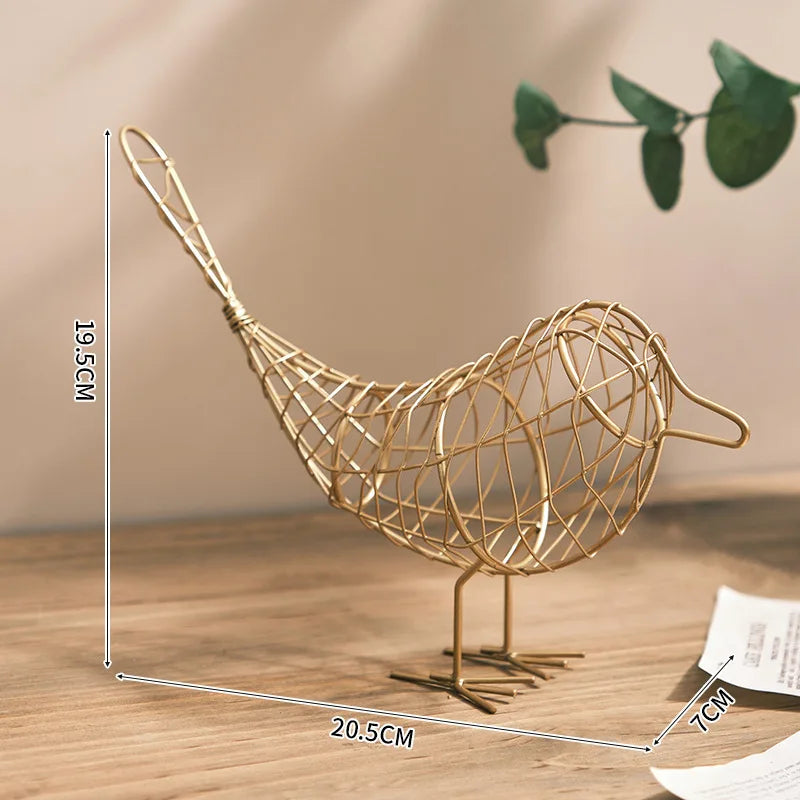 Oiseau décoratif en fil de métal – Sculpture minimaliste