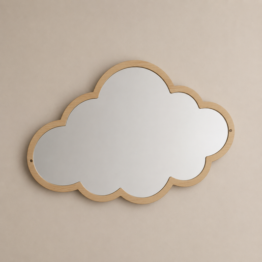 Miroir en forme de nuage 33x23cm, cadre en bois, miroir de maquillage en acrylique, autocollant nordique en bois, décoration mignonne pour la maison