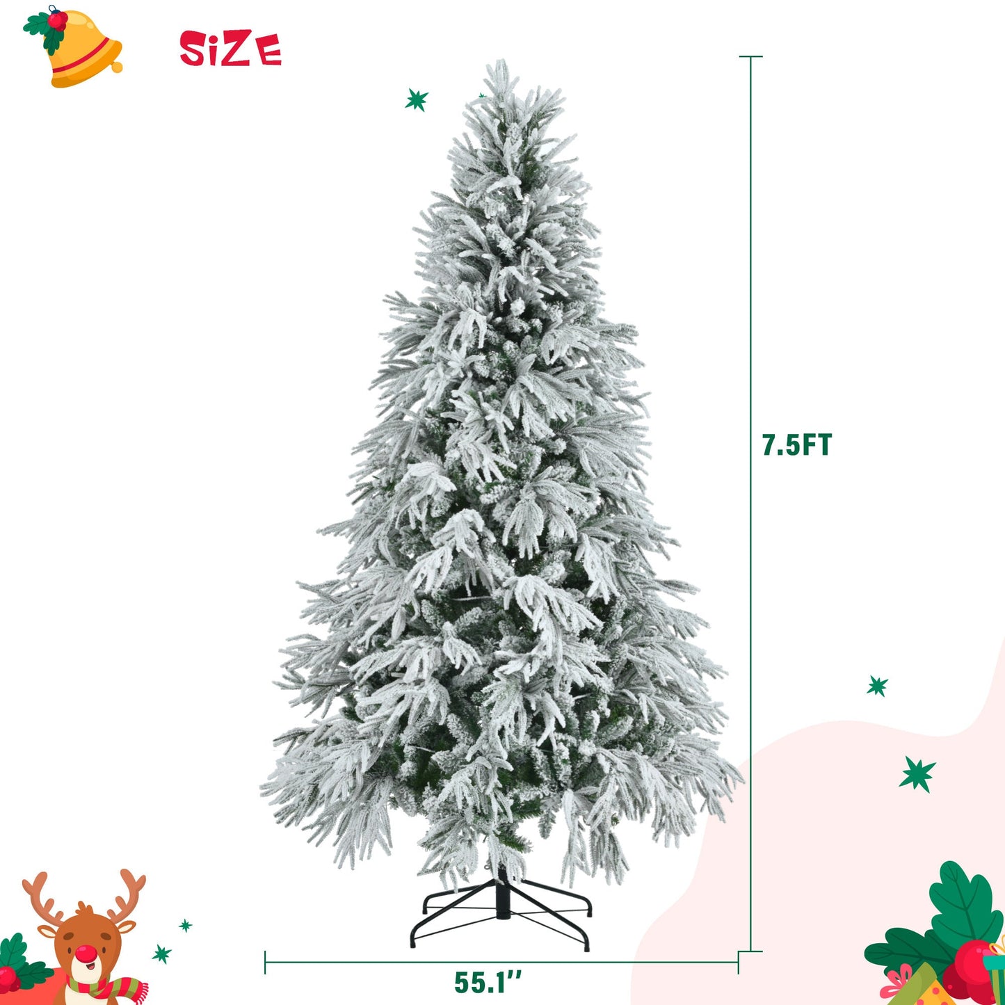 Sapin de Noël Artificiel 230 cm Éclairé – Effet Neige et Lumières LED