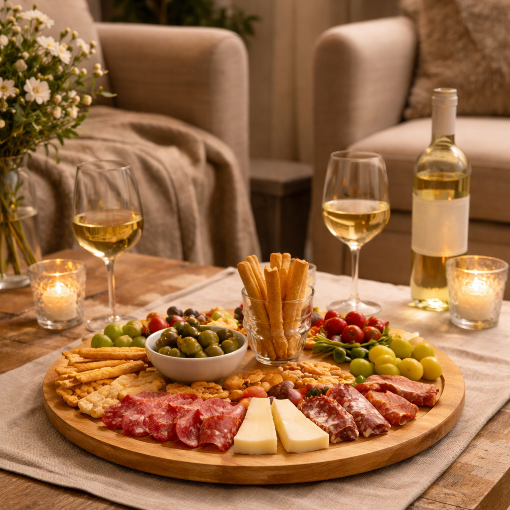 Iris-Plateau tournant en bois naturel – Plateau de service convivial pour apéritifs et moments de partage