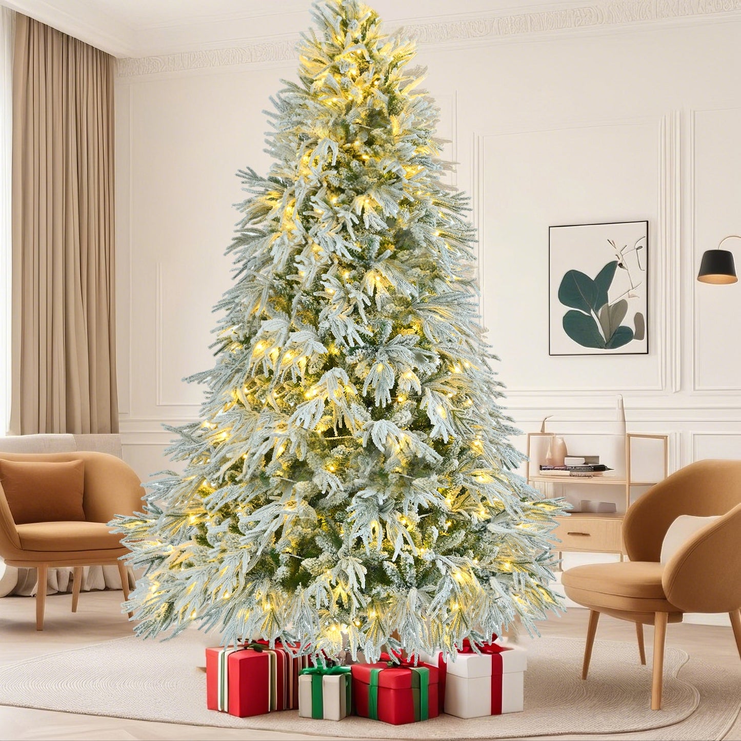 Sapin de Noël Artificiel 230 cm Éclairé – Effet Neige et Lumières LED