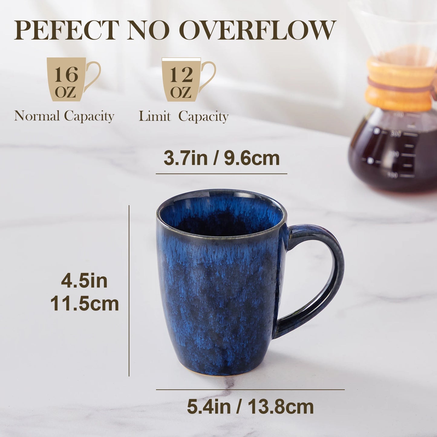 Clara-Service de tasses en céramique effet émaillé vert et bleu ensemble de 4 ou 8 pièces