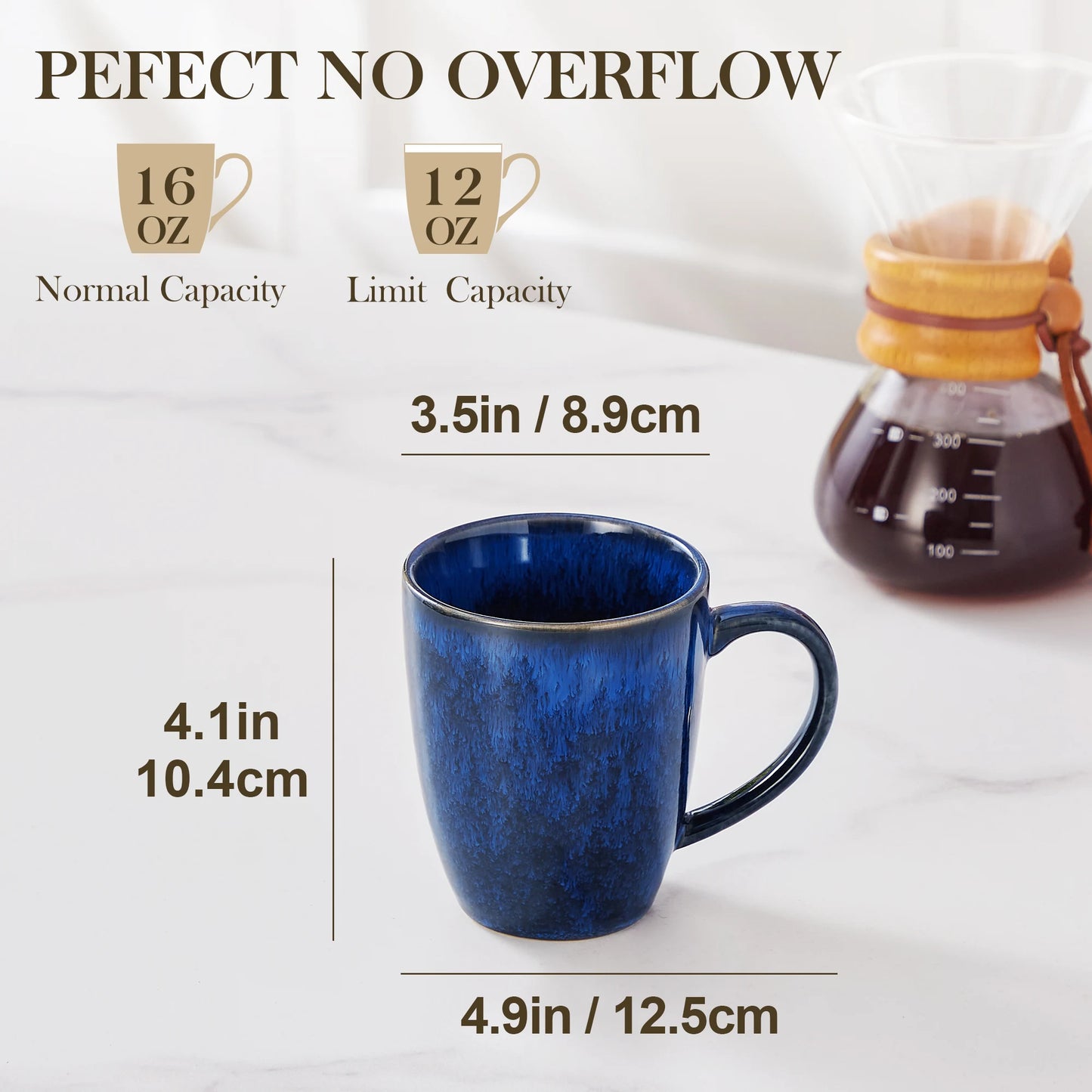 Clara-Service de tasses en céramique effet émaillé vert et bleu ensemble de 4 ou 8 pièces
