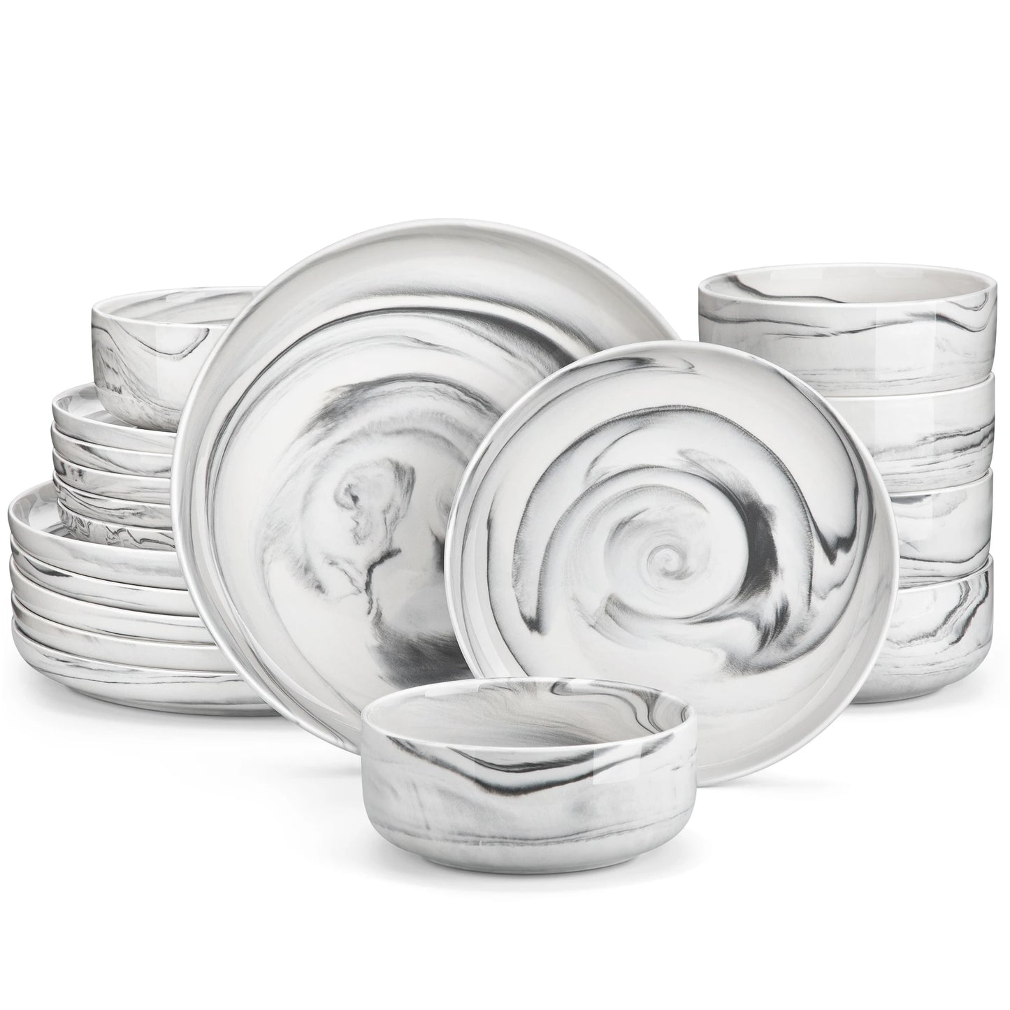 Pilla-Service de table en porcelaine blanche 18 pièces pour 6 personnes – Élégance intemporelle