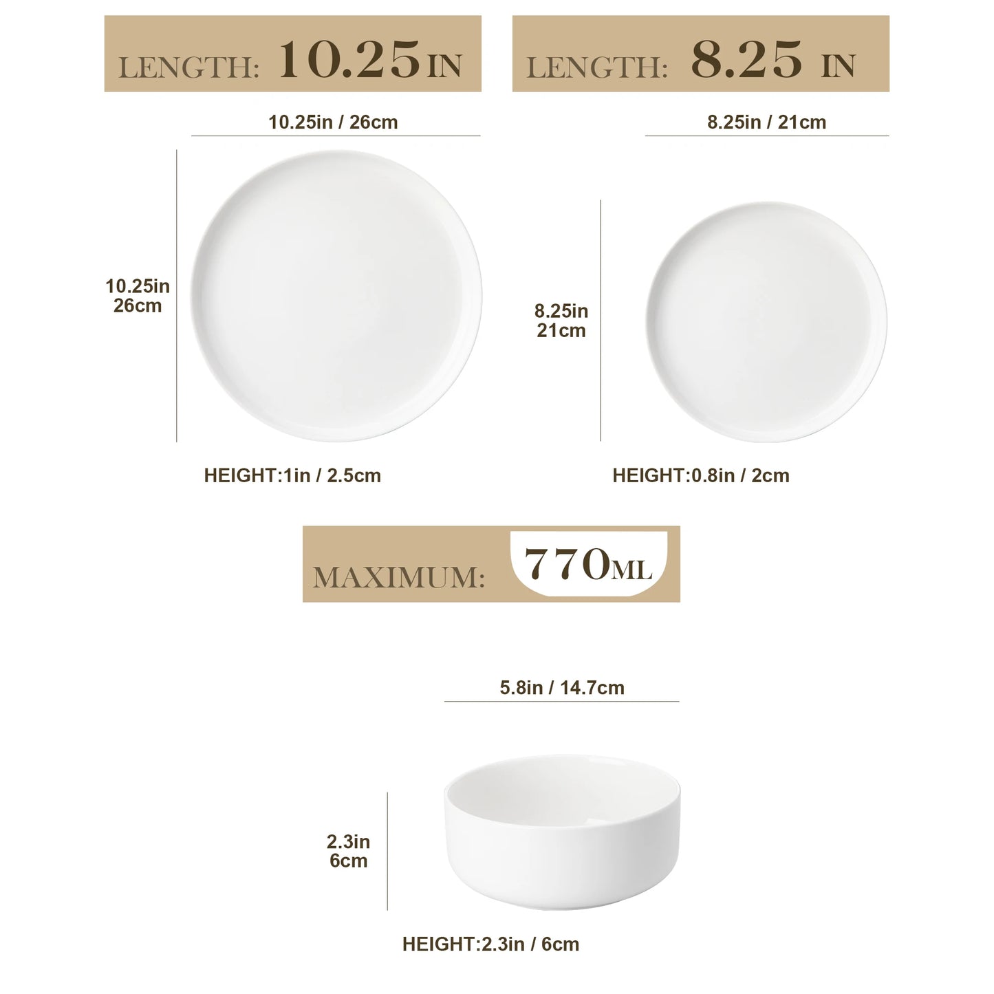 Pilla-Service de table en porcelaine blanche 18 pièces pour 6 personnes – Élégance intemporelle