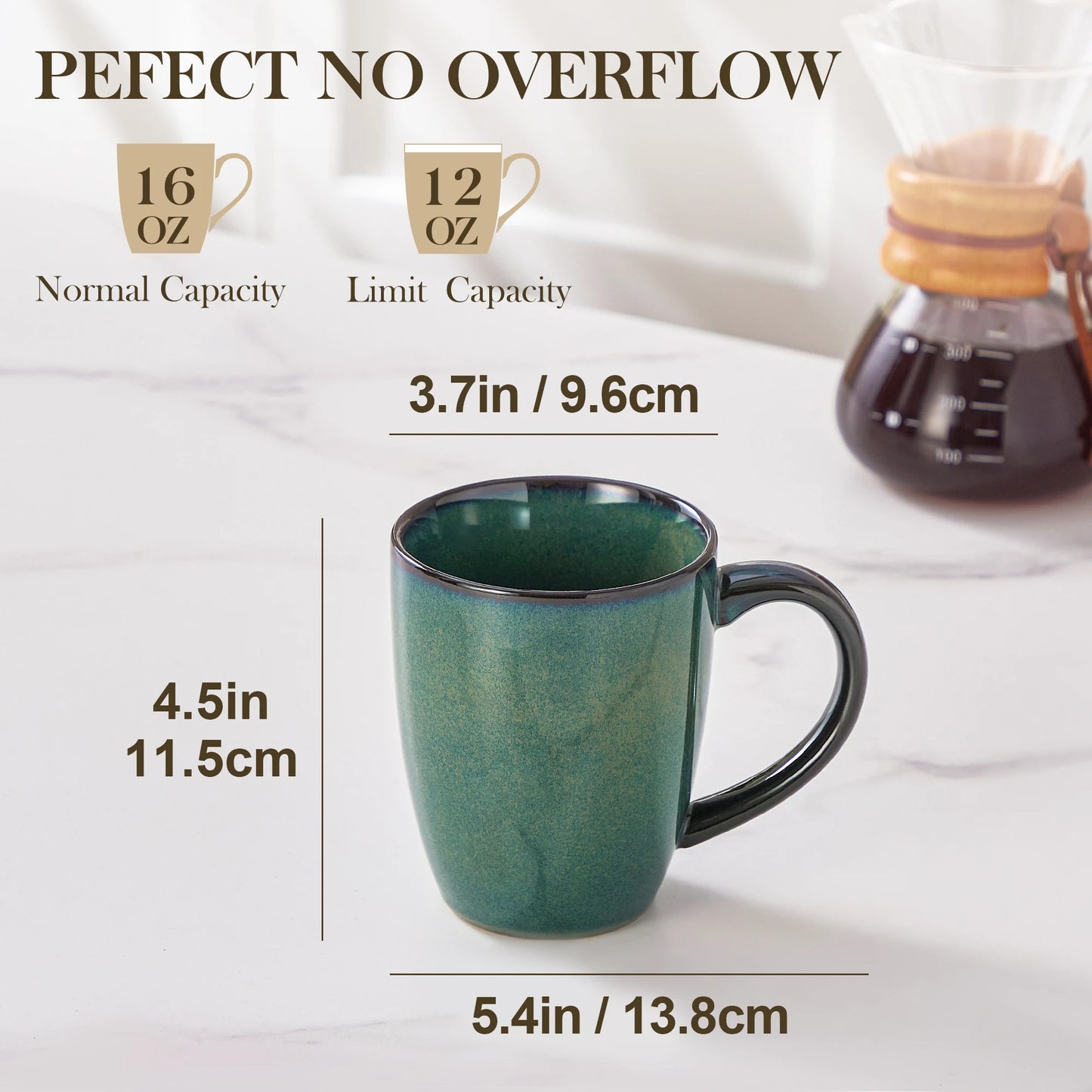 Clara-Service de tasses en céramique effet émaillé vert et bleu ensemble de 4 ou 8 pièces