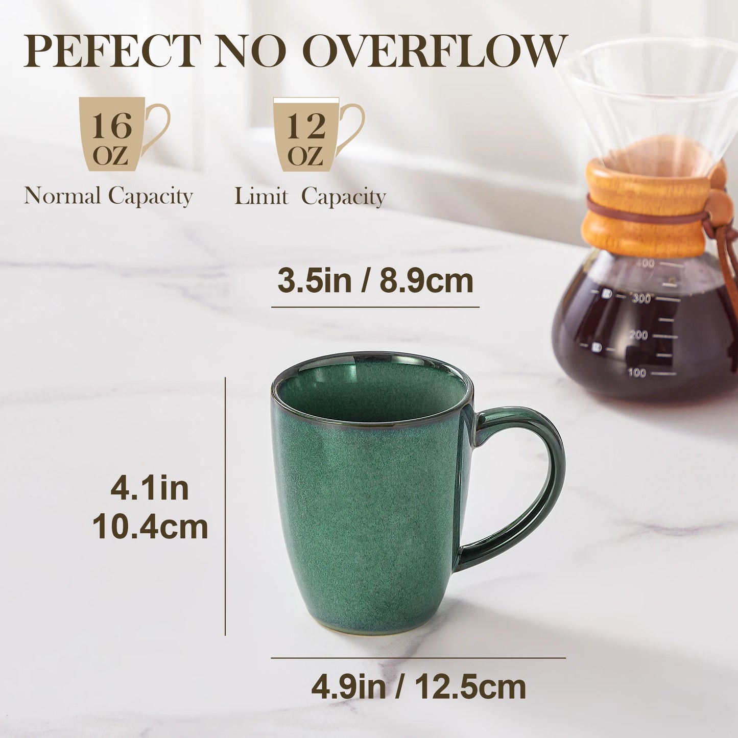 Clara-Service de tasses en céramique effet émaillé vert et bleu ensemble de 4 ou 8 pièces