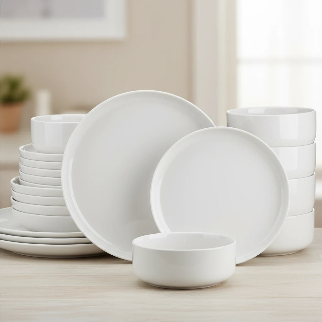 Pilla-Service de table en porcelaine blanche 18 pièces pour 6 personnes – Élégance intemporelle