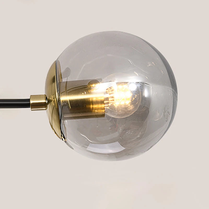 Bubble-Lustre design noir et or à globes en verre – suspension moderne salon