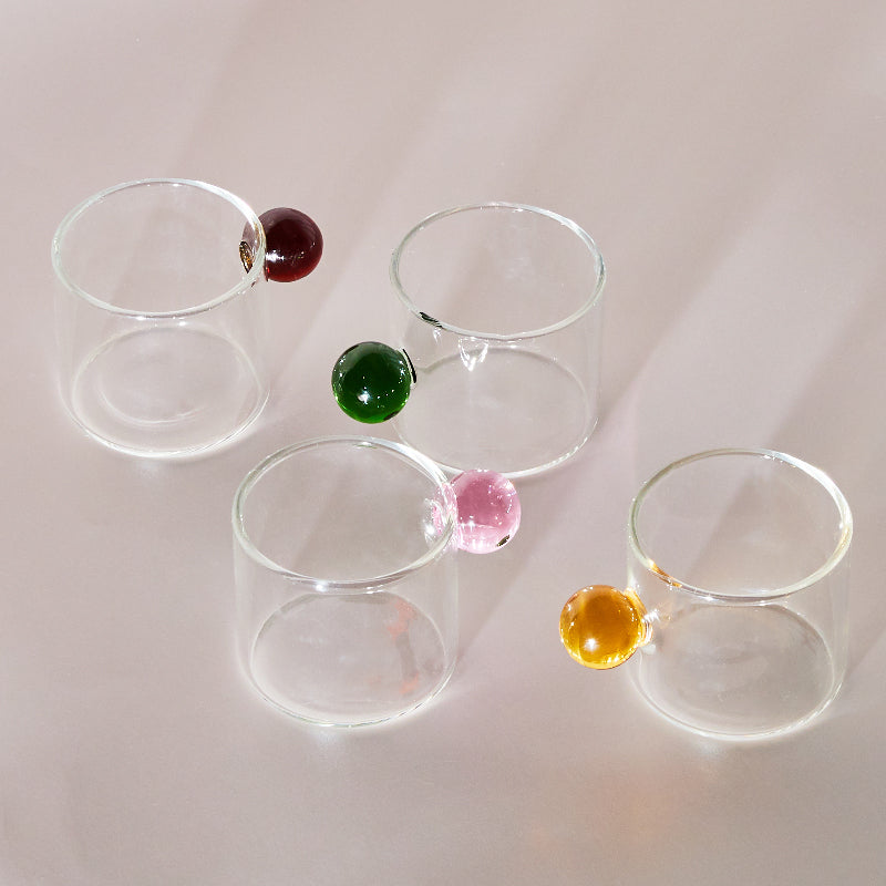 Bubble-Tasses expresso en verre avec anse boule – Lot de 2