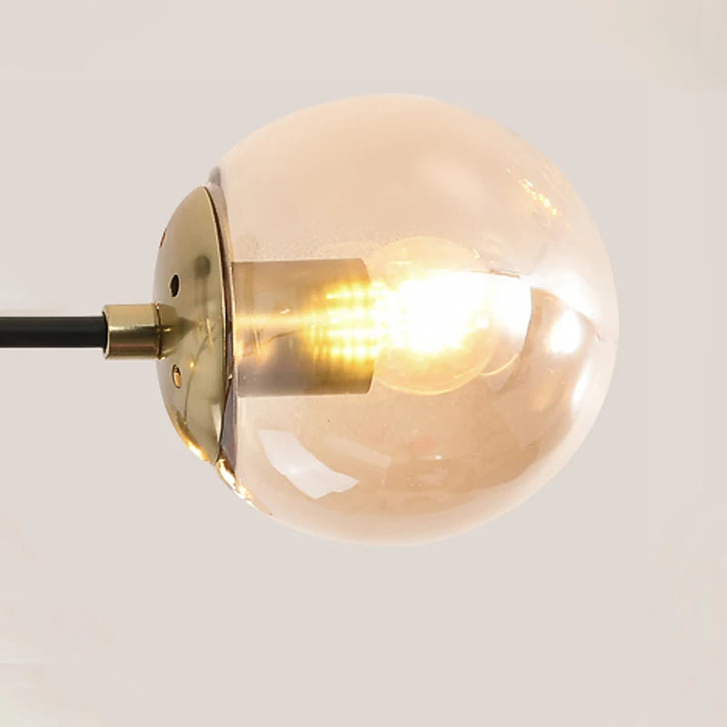 Bubble-Lustre design noir et or à globes en verre – suspension moderne salon