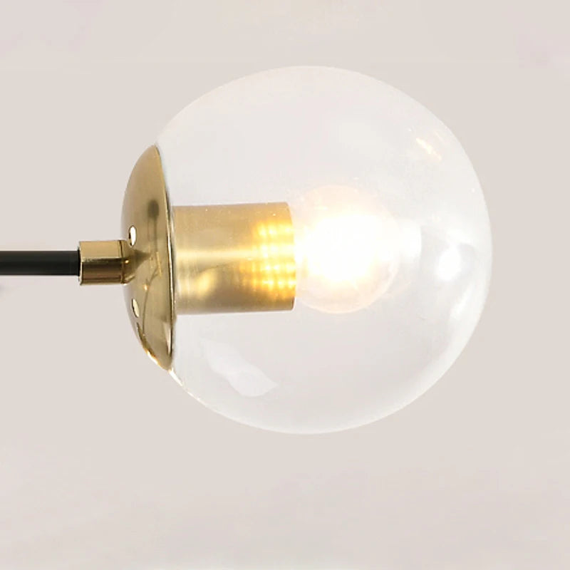 Bubble-Lustre design noir et or à globes en verre – suspension moderne salon