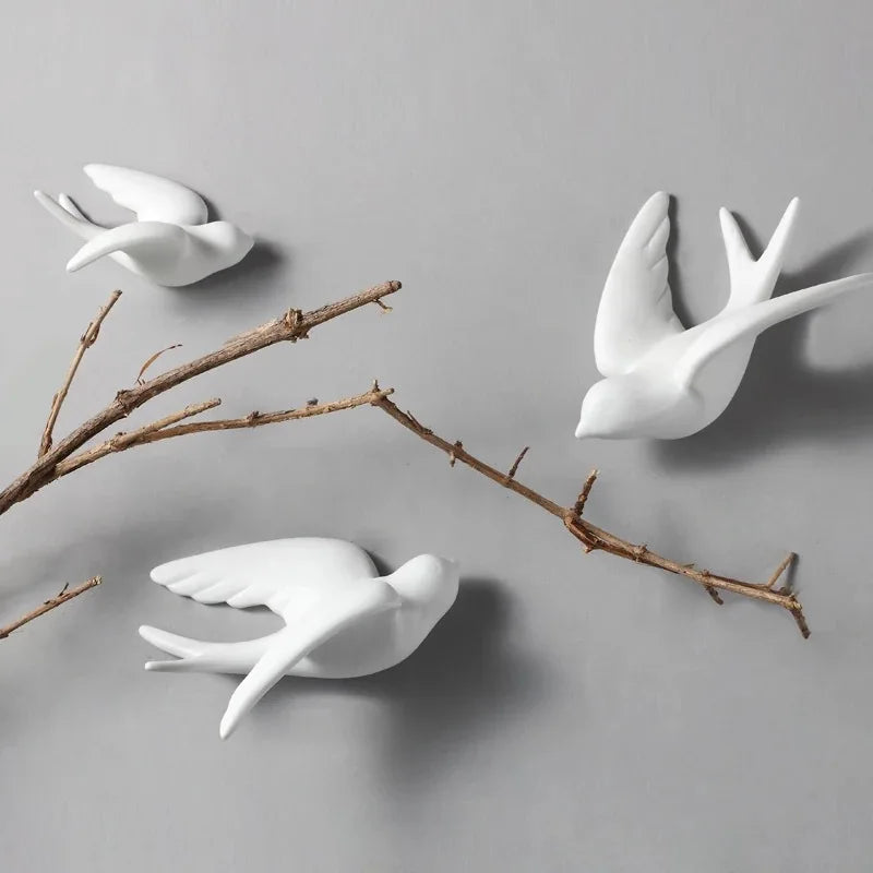 Libra-Sculpture murale oiseaux en céramique – décoration murale design minimaliste