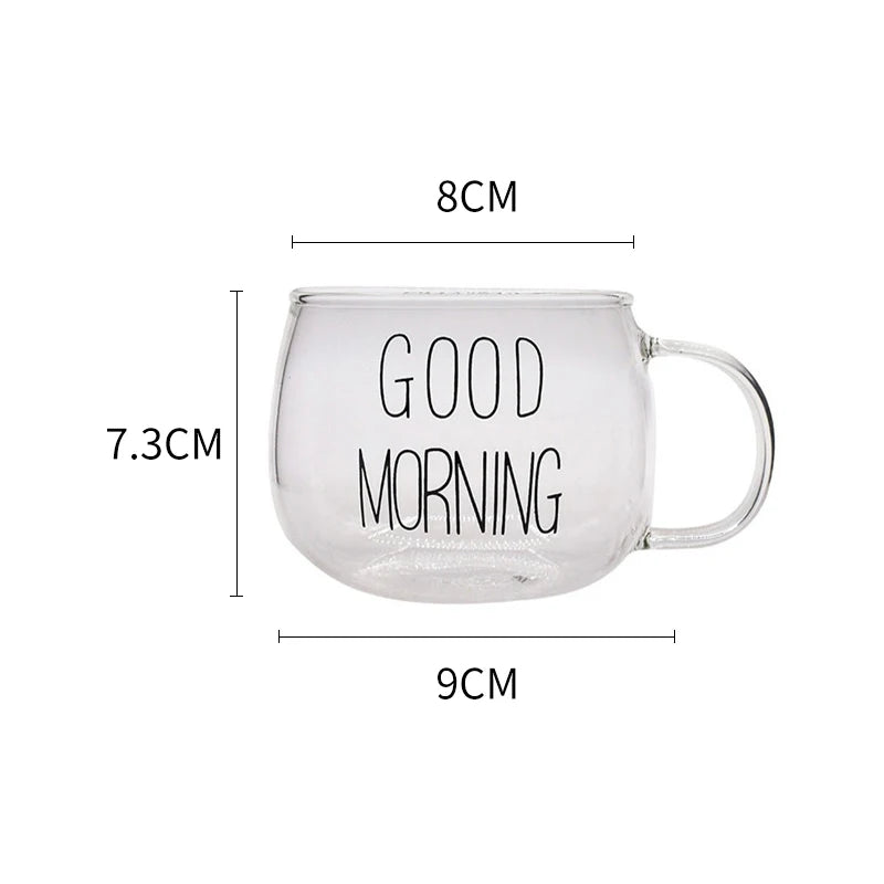 Brunch-Tasse en verre transparente avec inscription – 350 à 400 ml