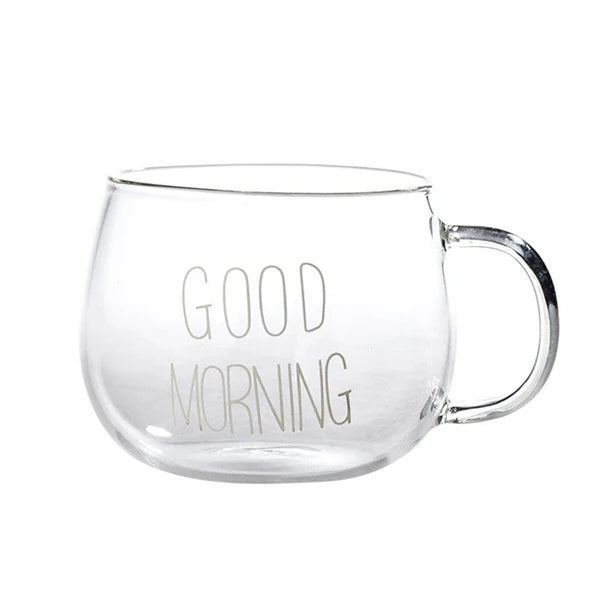 Brunch-Tasse en verre transparente avec inscription – 350 à 400 ml