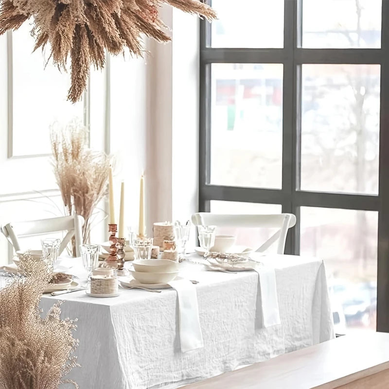 Alice-Nappe élégante texturée blanche – Style naturel et raffiné