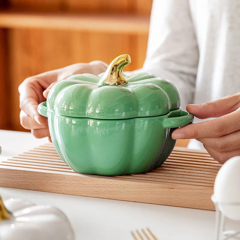 Bol citrouille en céramique avec couvercle – Décoration & art de la table