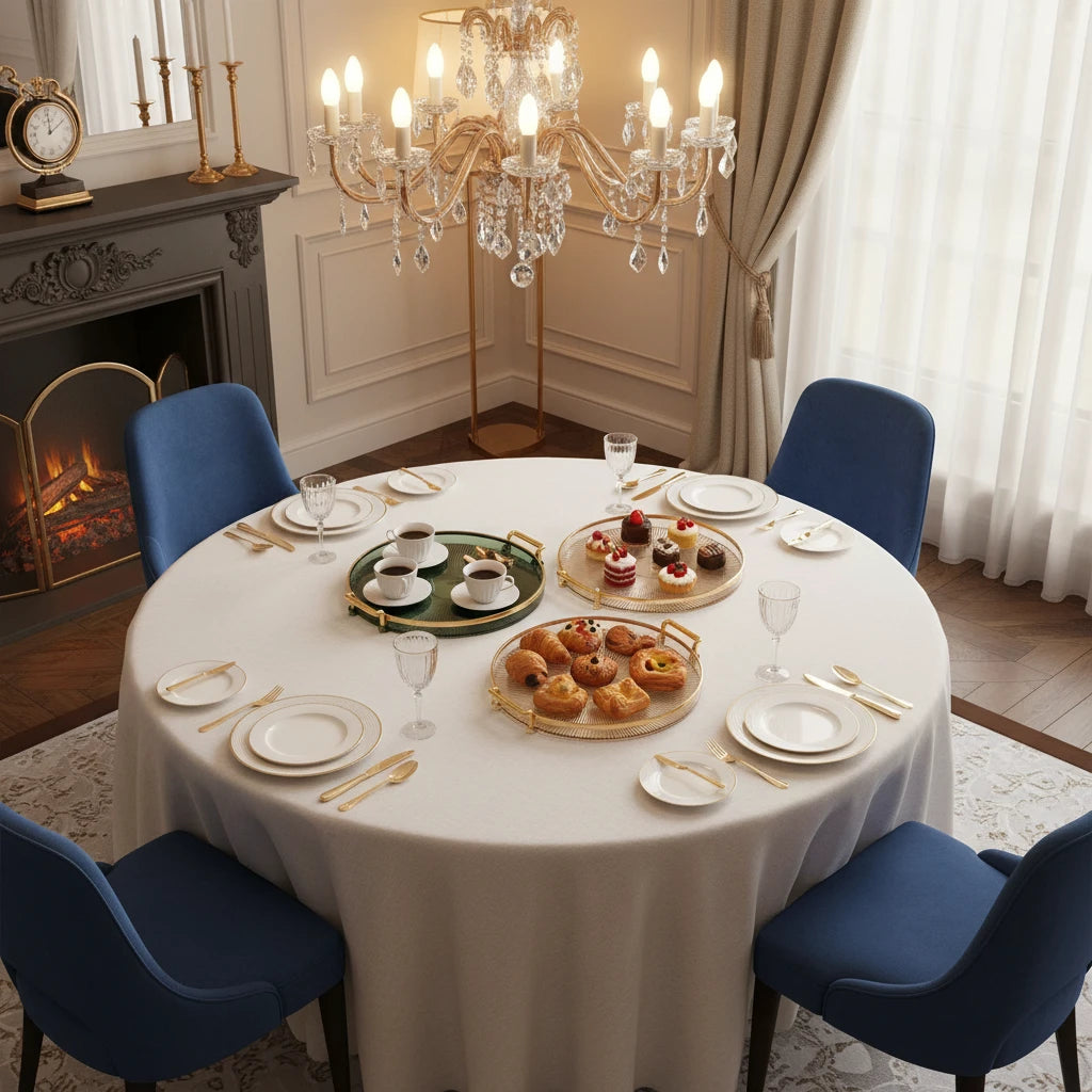 Zoé-Plateau de service rond avec poignées – design marbré élégant