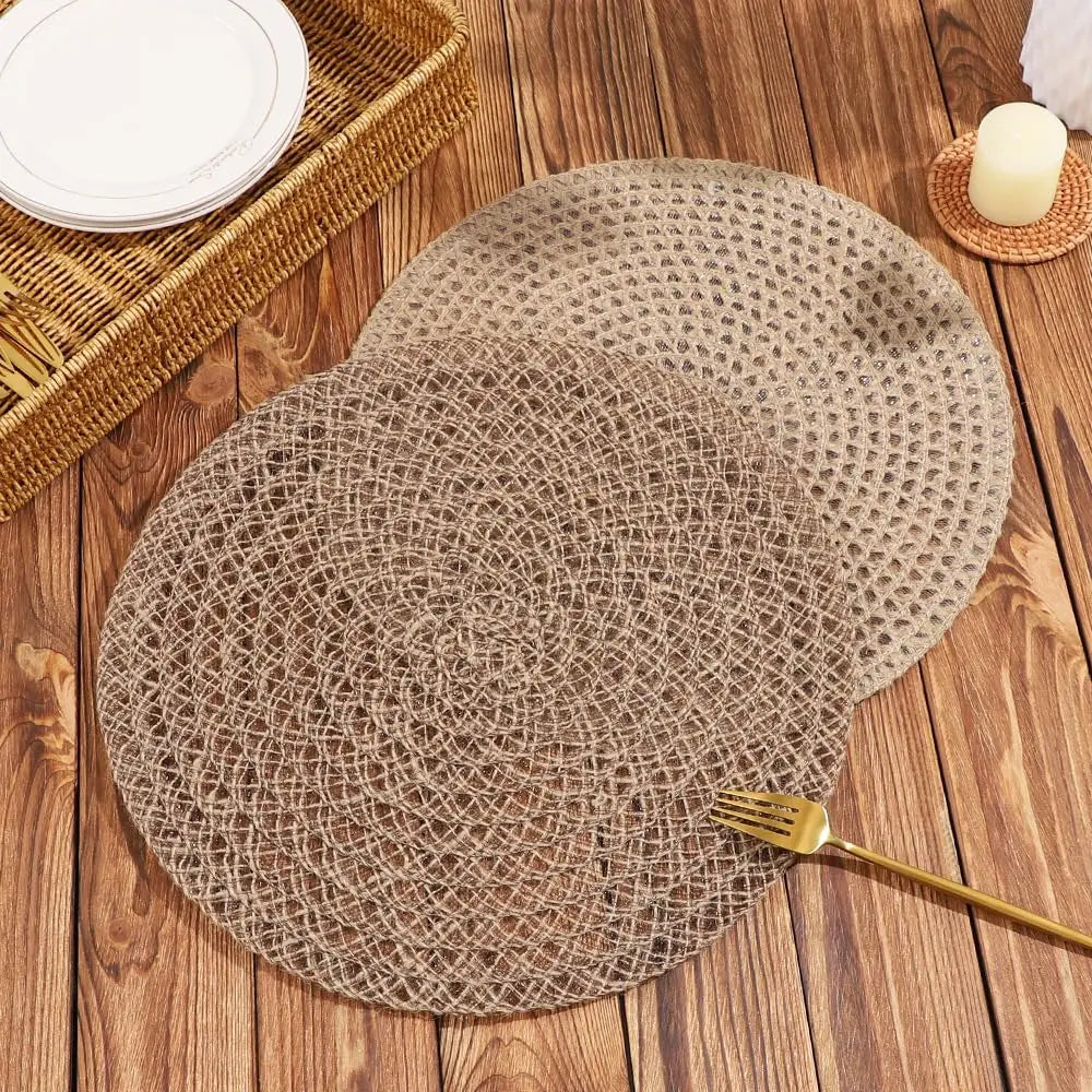 Roll-Sets de table ronds en fibres naturelles – Lot de 4 ou 6