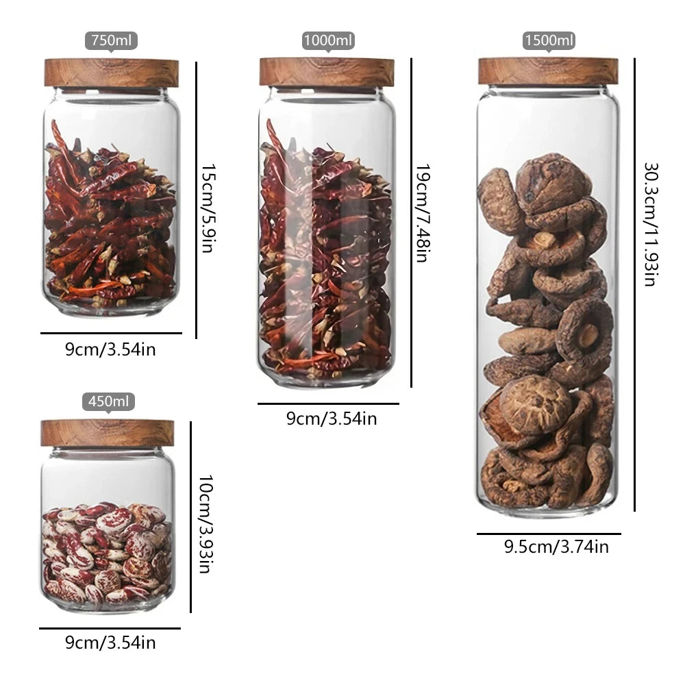 Jo-Bocaux en verre hermétiques avec couvercle en bois – Rangement élégant et pratique