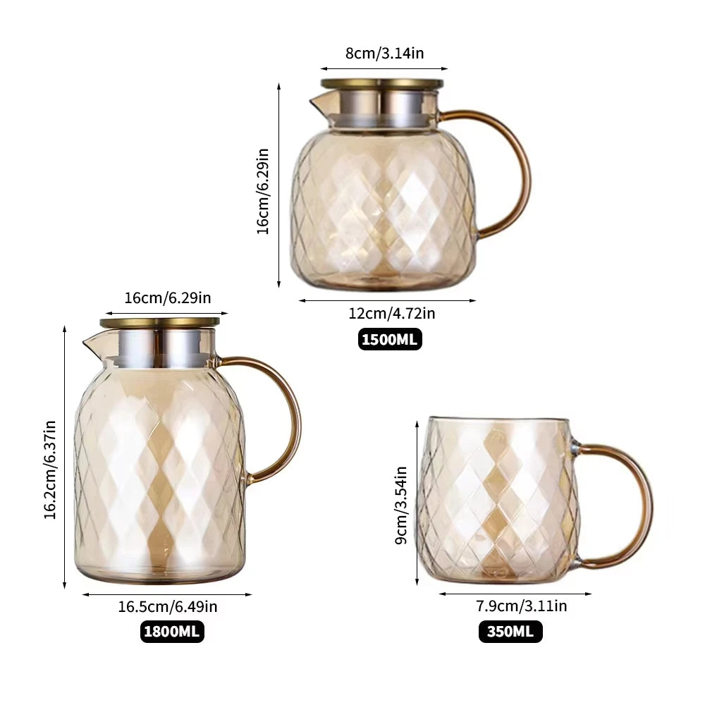 Ombré-Théière et tasse en verre ambré texturé
