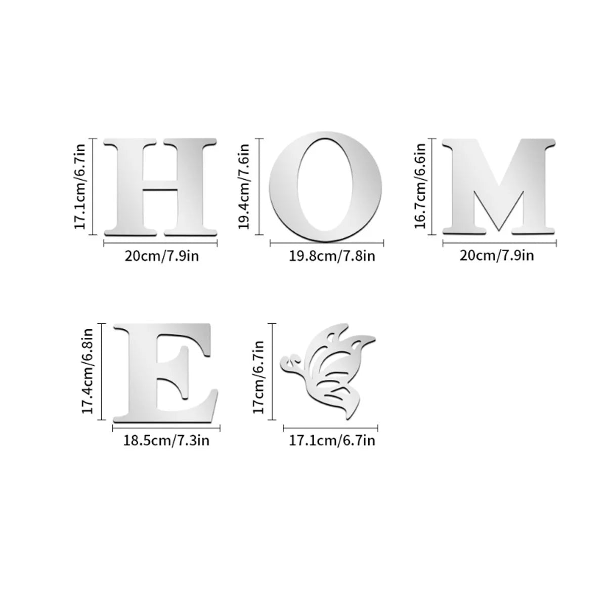 Lettres décoratives murales miroir HOME
