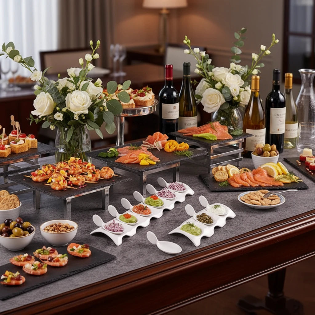 Angie-Plateau apéritif design avec cuillères intégrées – présentation élégante et moderne