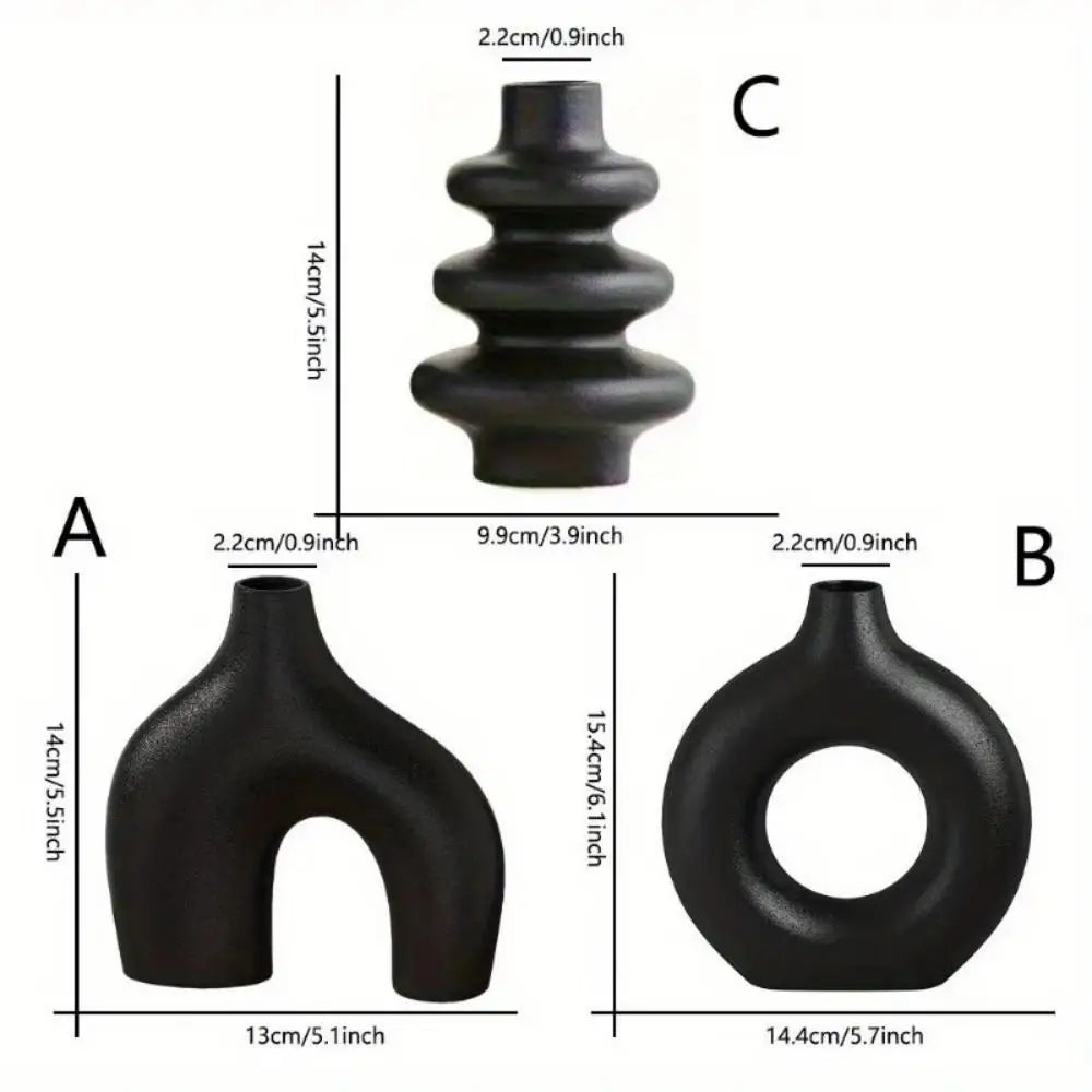 Bohème-Ensemble de 3 vases décoratifs en céramique – Design minimaliste bohème