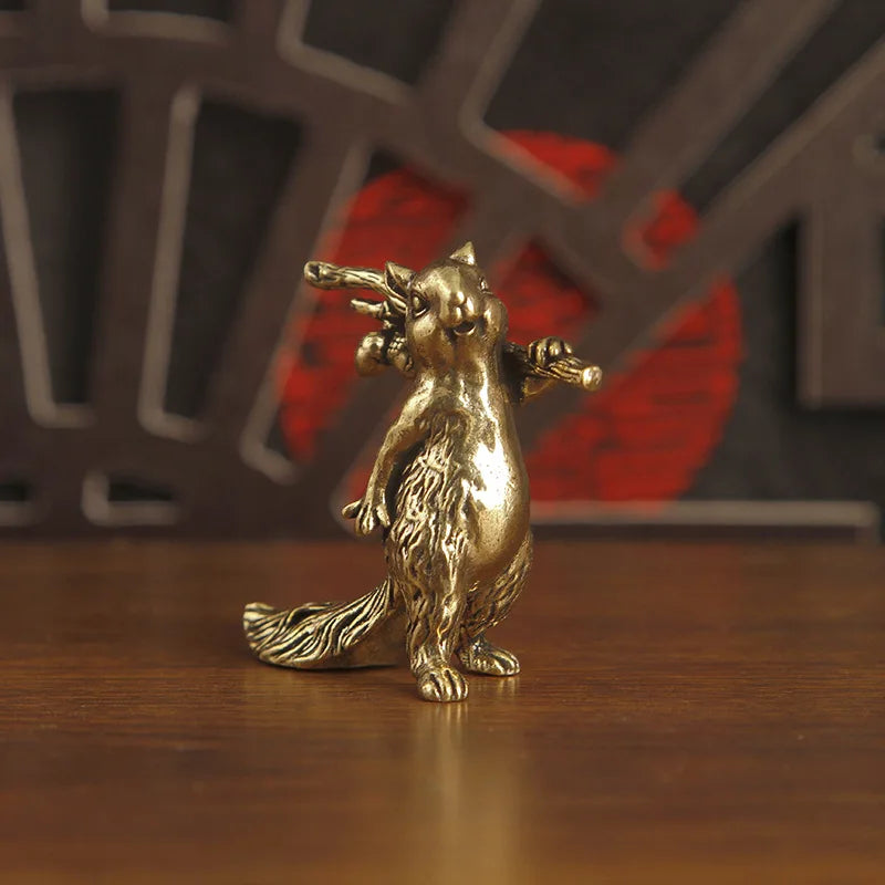 Figurine écureuil vintage en laiton – Décoration