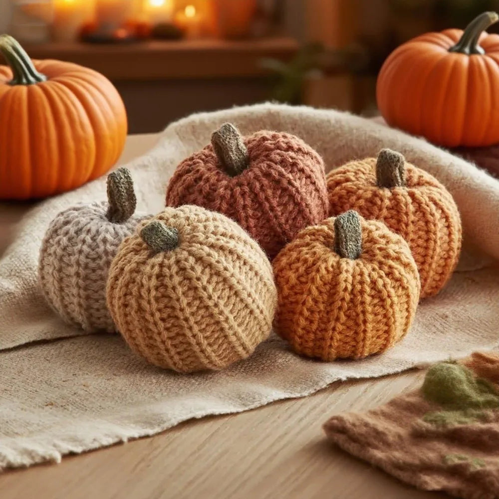 Citrouille décorative tricotée – Ornement doux pour l’automne
