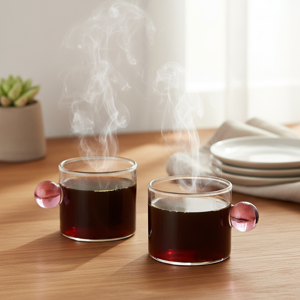 Bubble-Tasses expresso en verre avec anse boule – Lot de 2