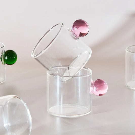 Bubble-Tasses expresso en verre avec anse boule – Lot de 2