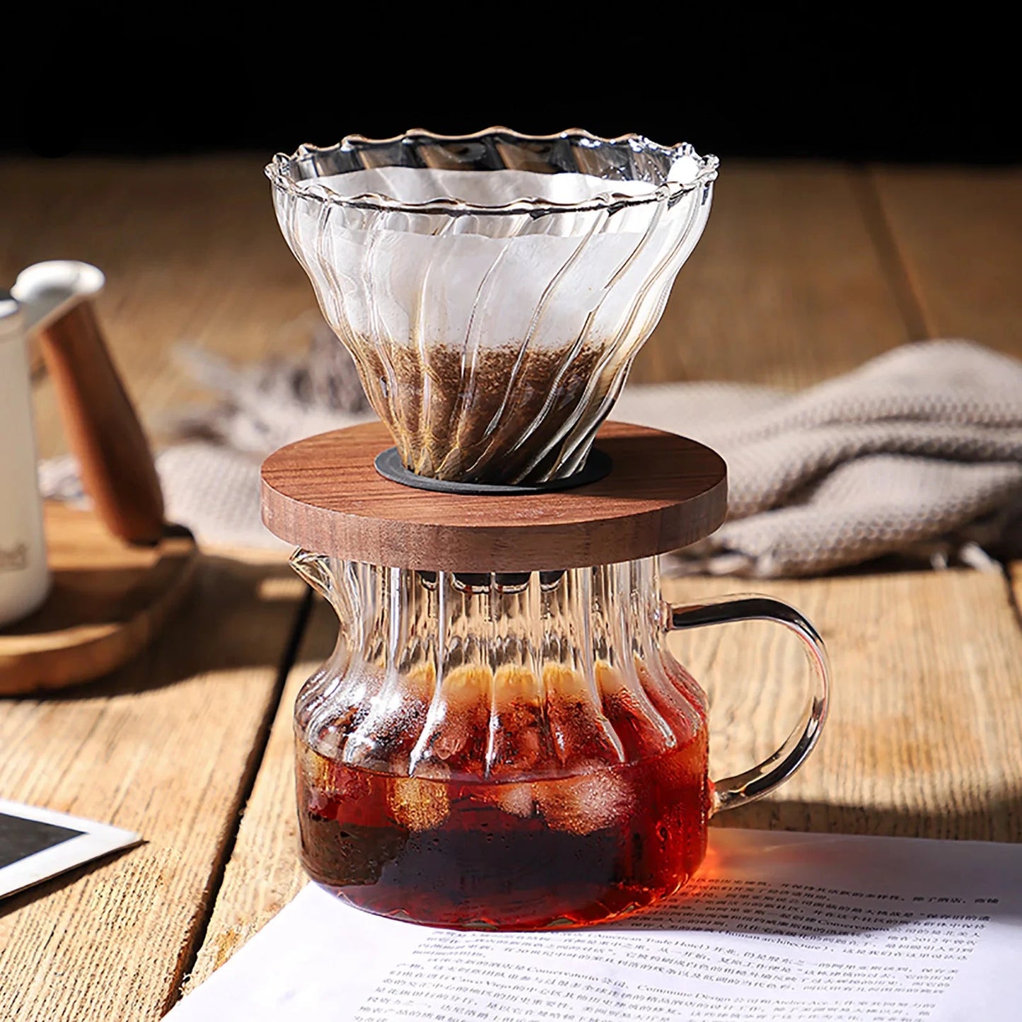 Slow-Cafetière Coffee en Verre avec Filtre