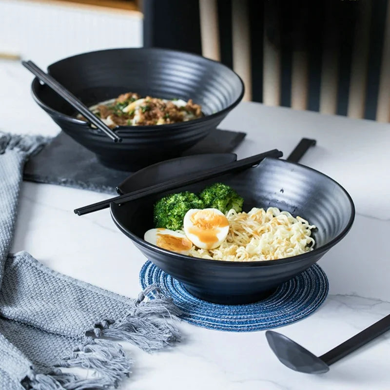 Shu-Ensemble de 2 bols japonais pour ramen avec baguettes et cuillères (2 bols)