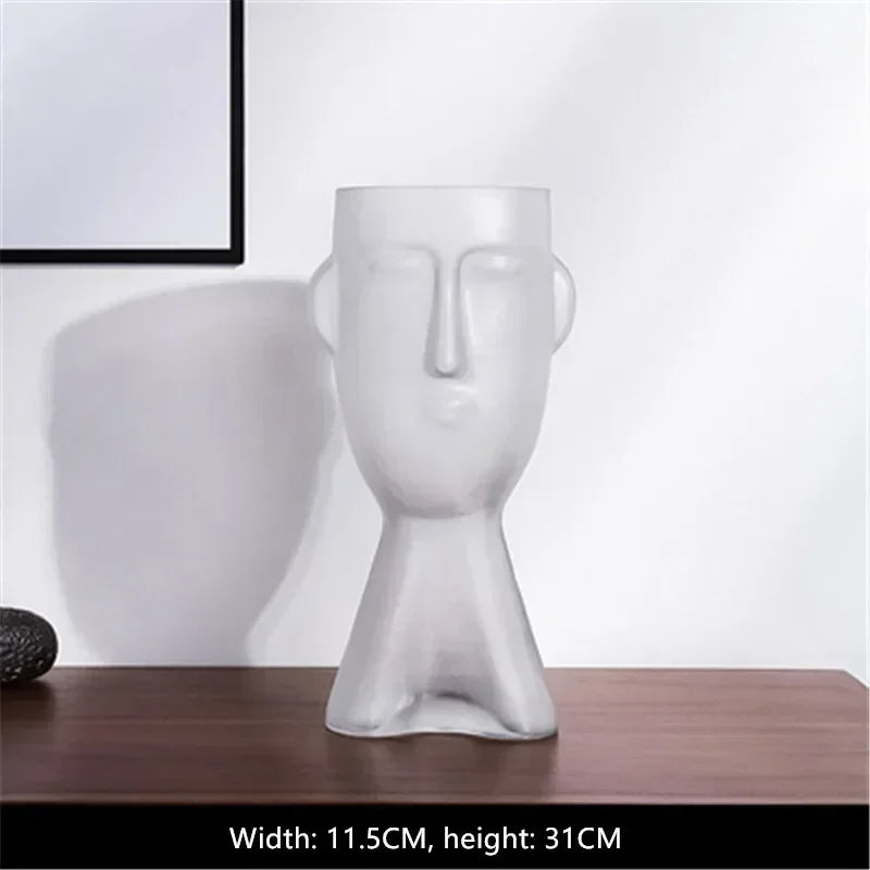 Lillo-Vase Visage Artistique en Verre Décoratif inspiré des Statues de l'Île de Pâques