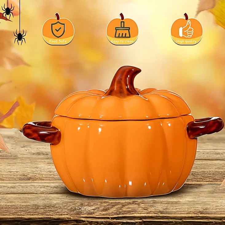 Cocotte citrouille en céramique – Soupière décorative avec couvercle
