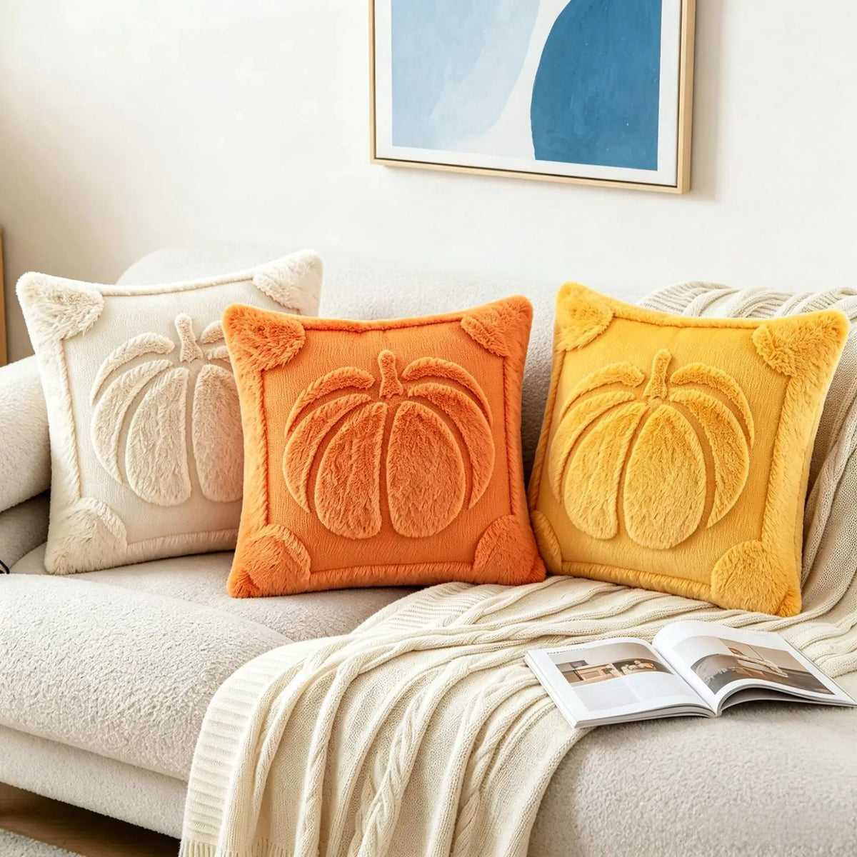 Housse de coussin citrouille 3D – Décoration d’automne