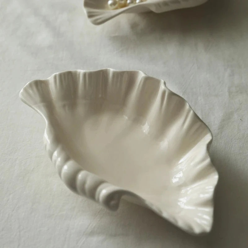 Perle-Vide-poche coquillage en céramique crème