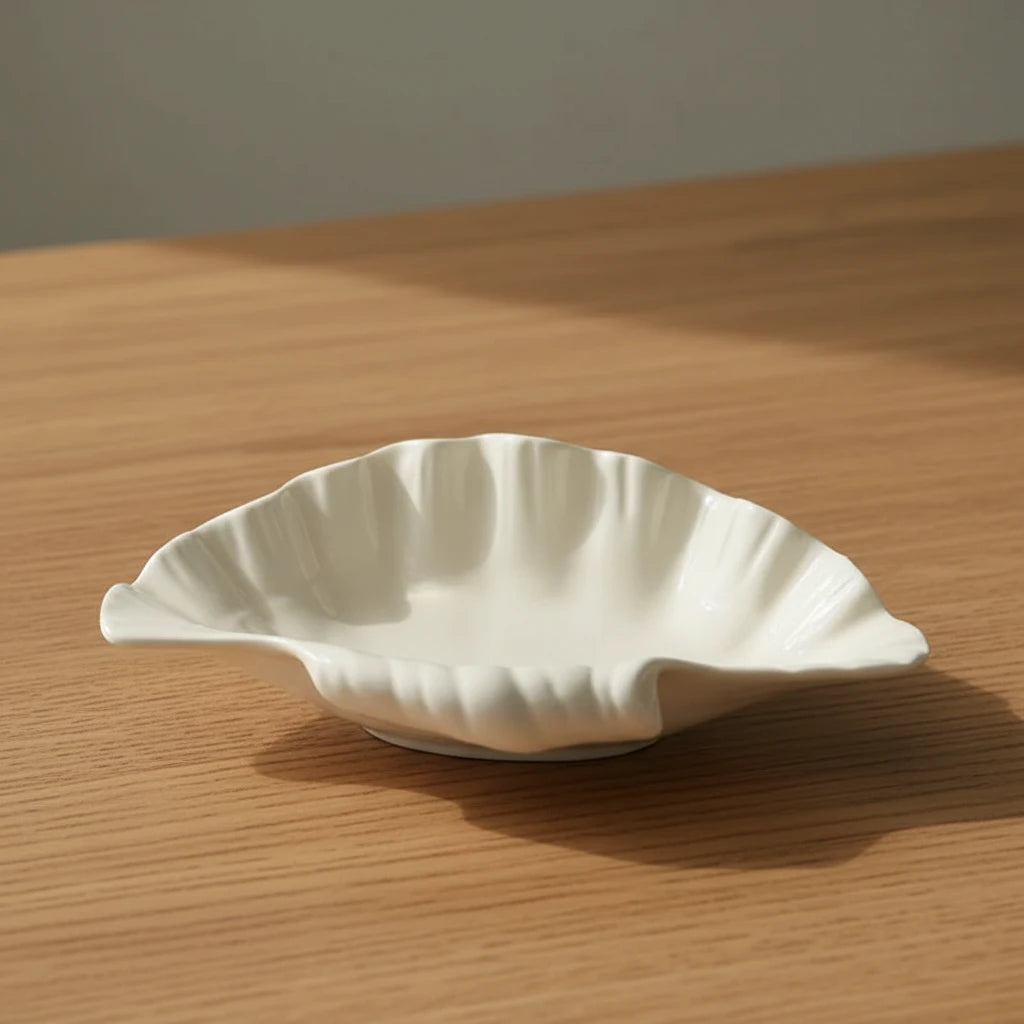 Perle-Vide-poche coquillage en céramique crème