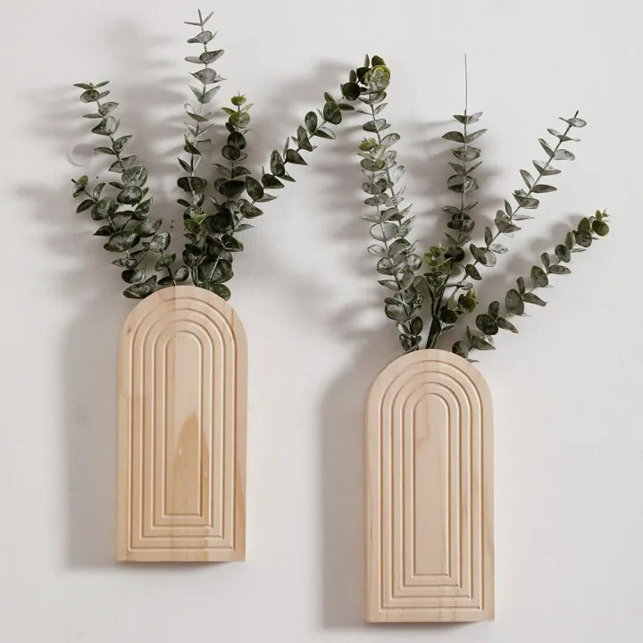Fuita-Vase mural en bois bohème – décoration murale naturelle (à l’unité ou en lot de 2)