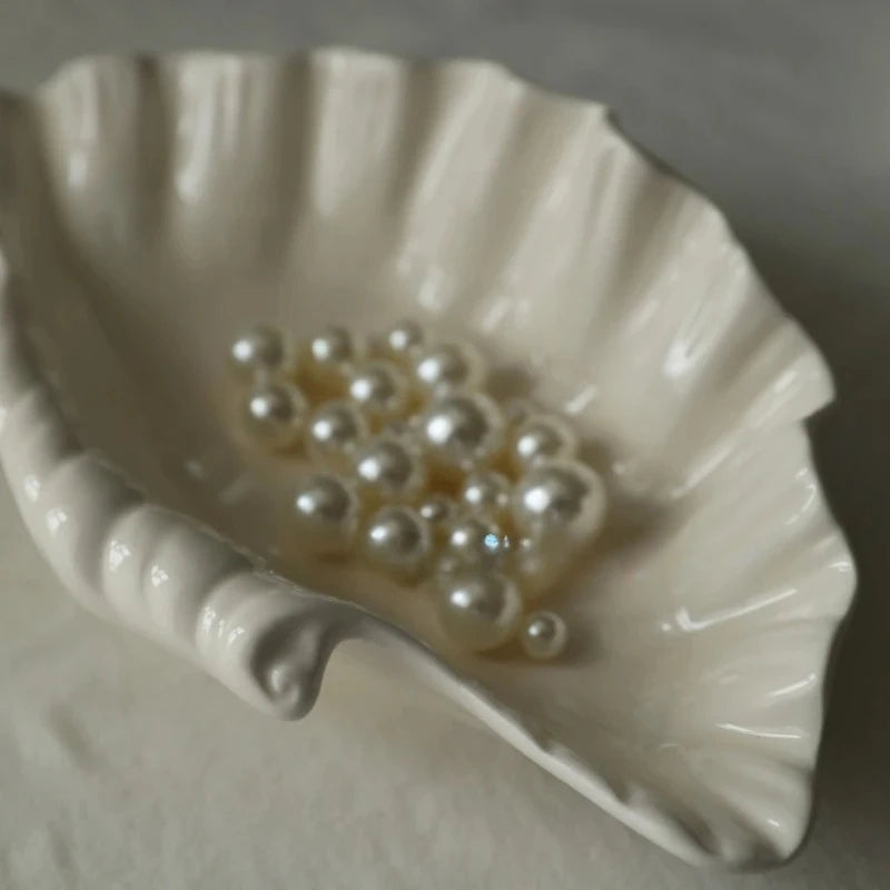 Perle-Vide-poche coquillage en céramique crème