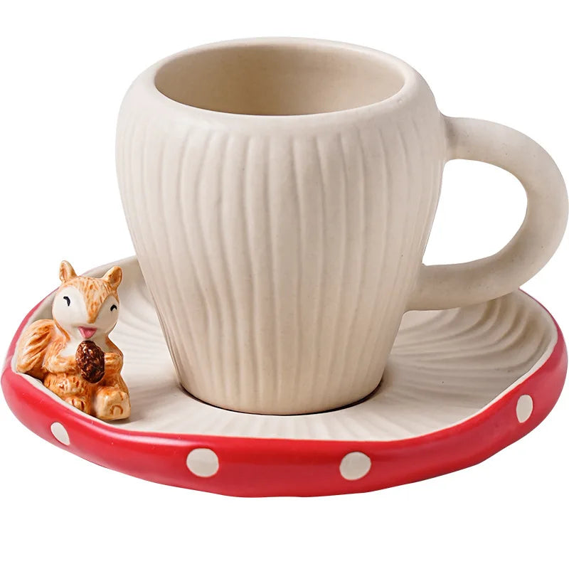 Lutin-Service en porcelaine décor champignon rouge