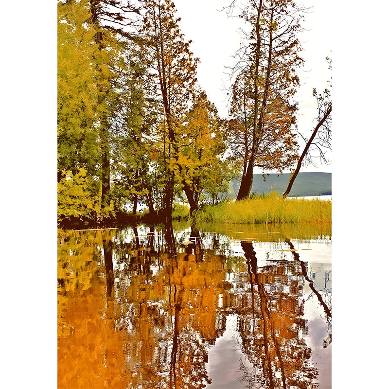 Peinture sur Toile Imprimée de Feuilles Jaunes d'Automne, Vue d'Automne, Paysage, Affiche d'Halloween, Image de Salon, Décoration de Maison