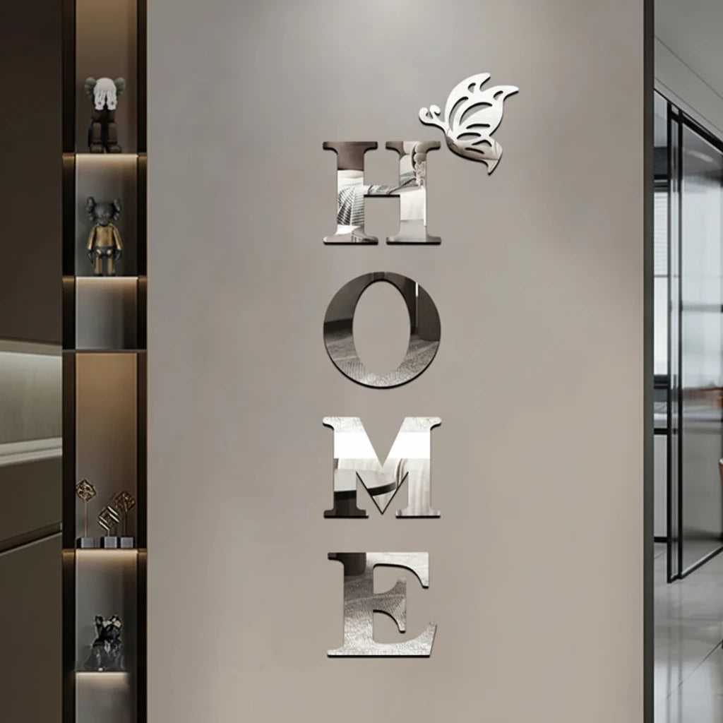 Lettres décoratives murales miroir HOME