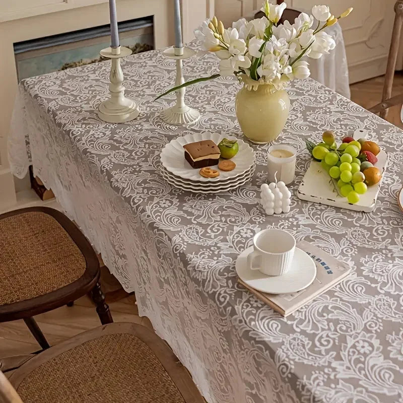 Paui-Nappe de table rectangulaire effet dentelle – Élégance classique et raffinée