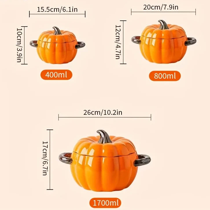 Cocotte citrouille en céramique – Soupière décorative avec couvercle