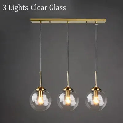 Marbella-Suspension verre ambré design – Luminaire moderne E27 pour salon ou salle à manger